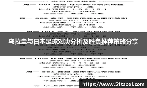 乌拉圭与日本足球对决分析及胜负推荐策略分享